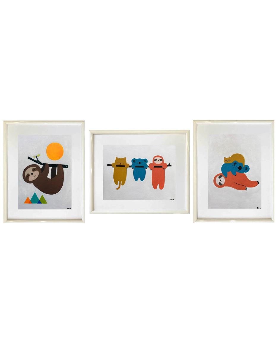 Cuadro de 3 Pinturas Infantiles Colección Babyart técnica acrílico