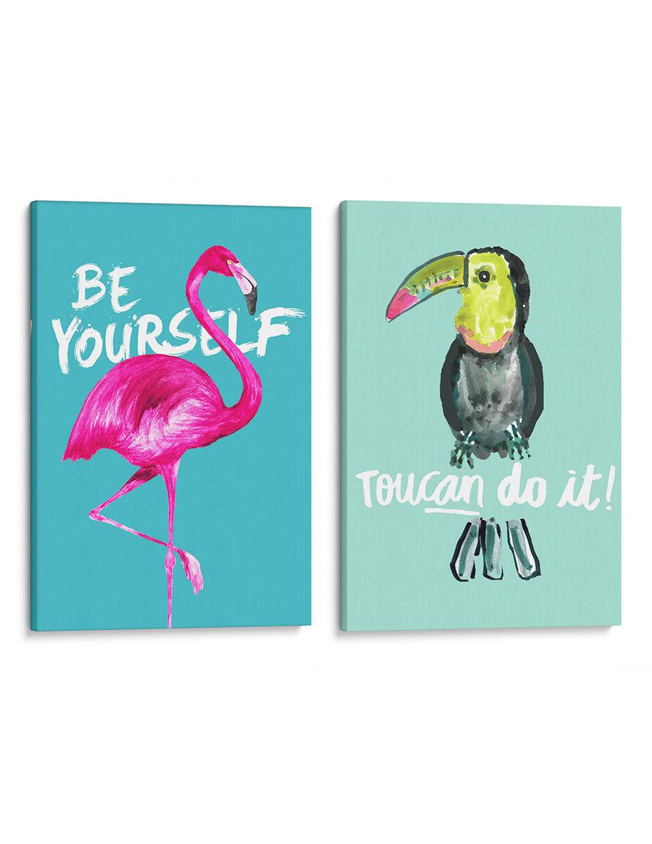Set litografías Set Flamingo y Tucan técnica Impresión Set litografías Set Flamingo y Tucan técnica Impresión