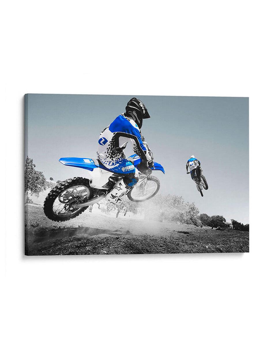 Litografía Motocross Azul técnica Impresión Litografía Motocross Azul técnica Impresión