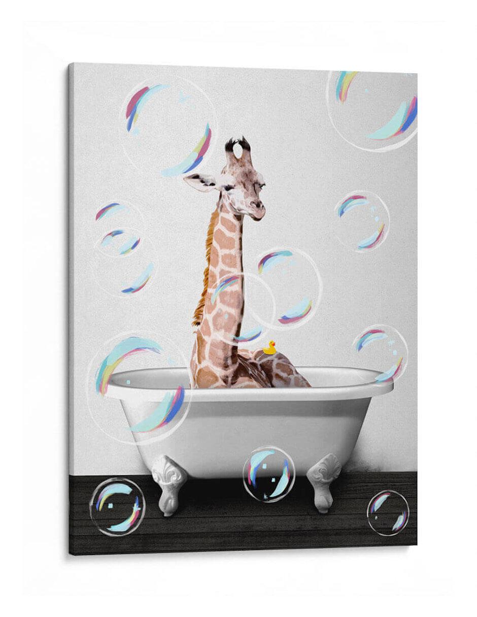Litografía Giraffe Bath Color