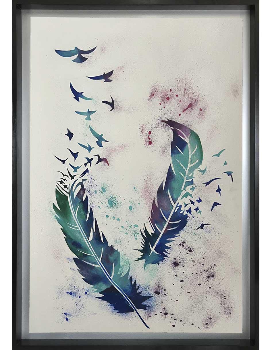 Pintura Magic Feathers técnica acrílico Pintura Magic Feathers técnica acrílico