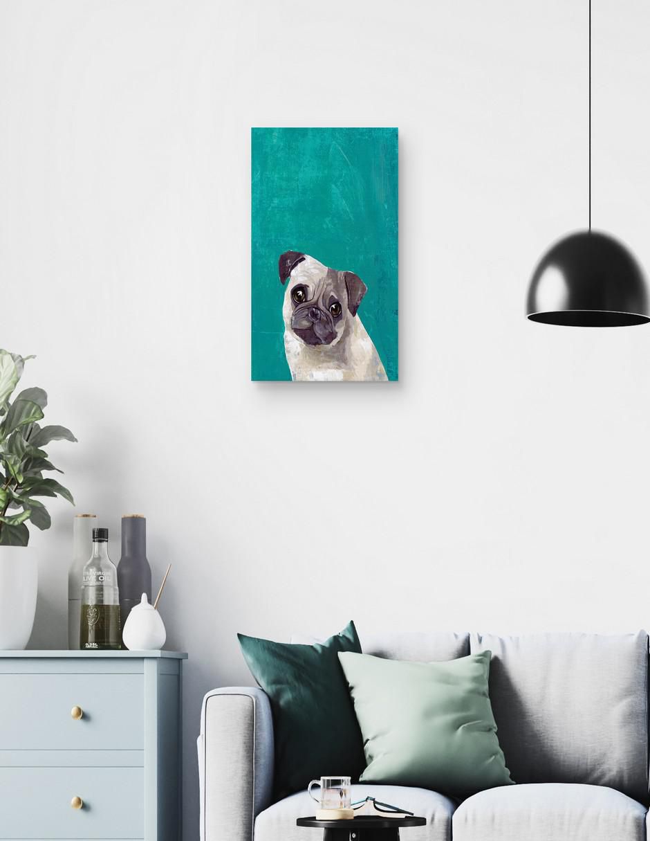 Pintura Cachorro Pug técnica mixta 2