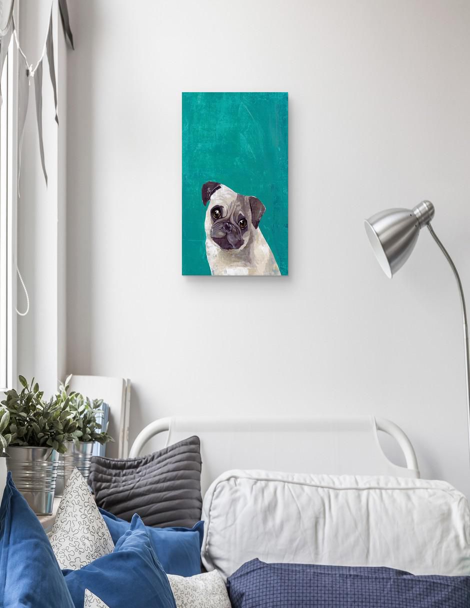 Pintura Cachorro Pug técnica mixta 3