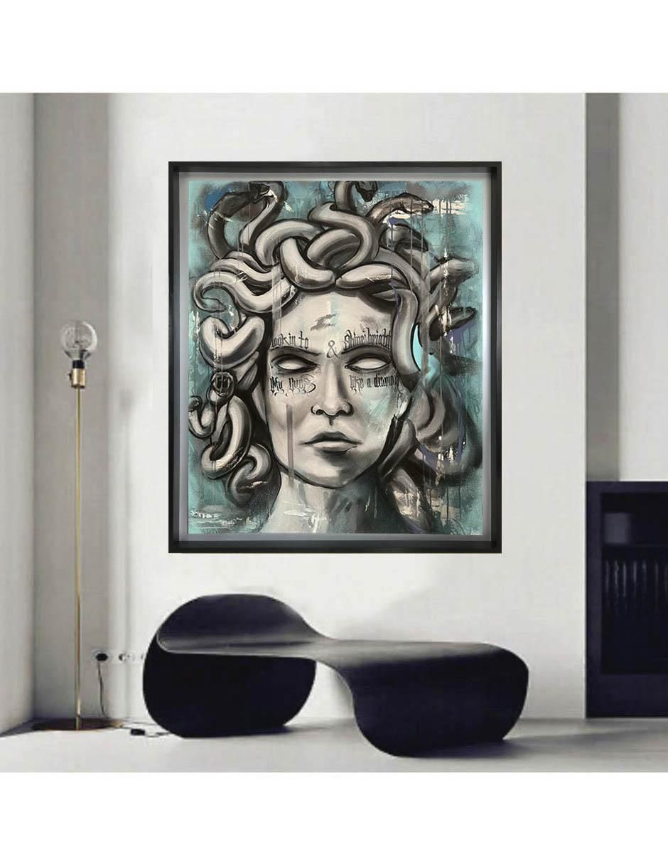 Pintura Medusa técnica mixta Mitología 3