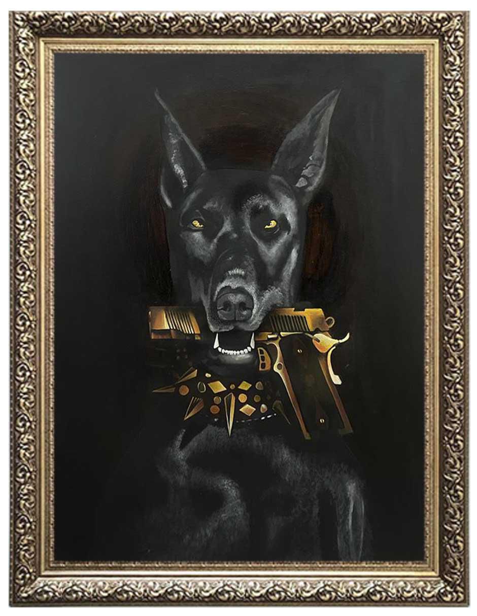 Pintura Bad Dog técnica mixta AnimalArt Pintura Bad Dog técnica mixta AnimalArt
