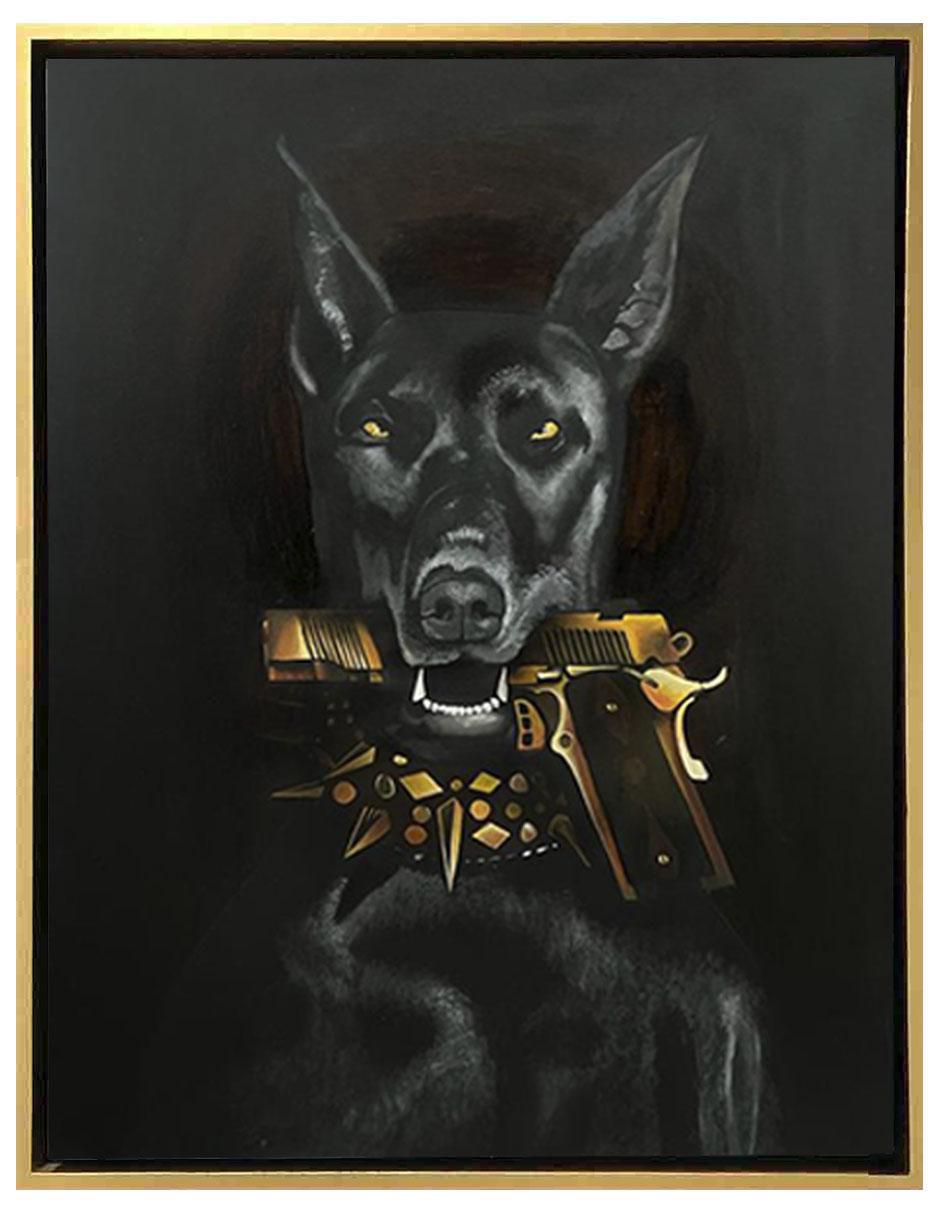Pintura Bad Dog técnica mixta AnimalArt Pintura Bad Dog técnica mixta AnimalArt