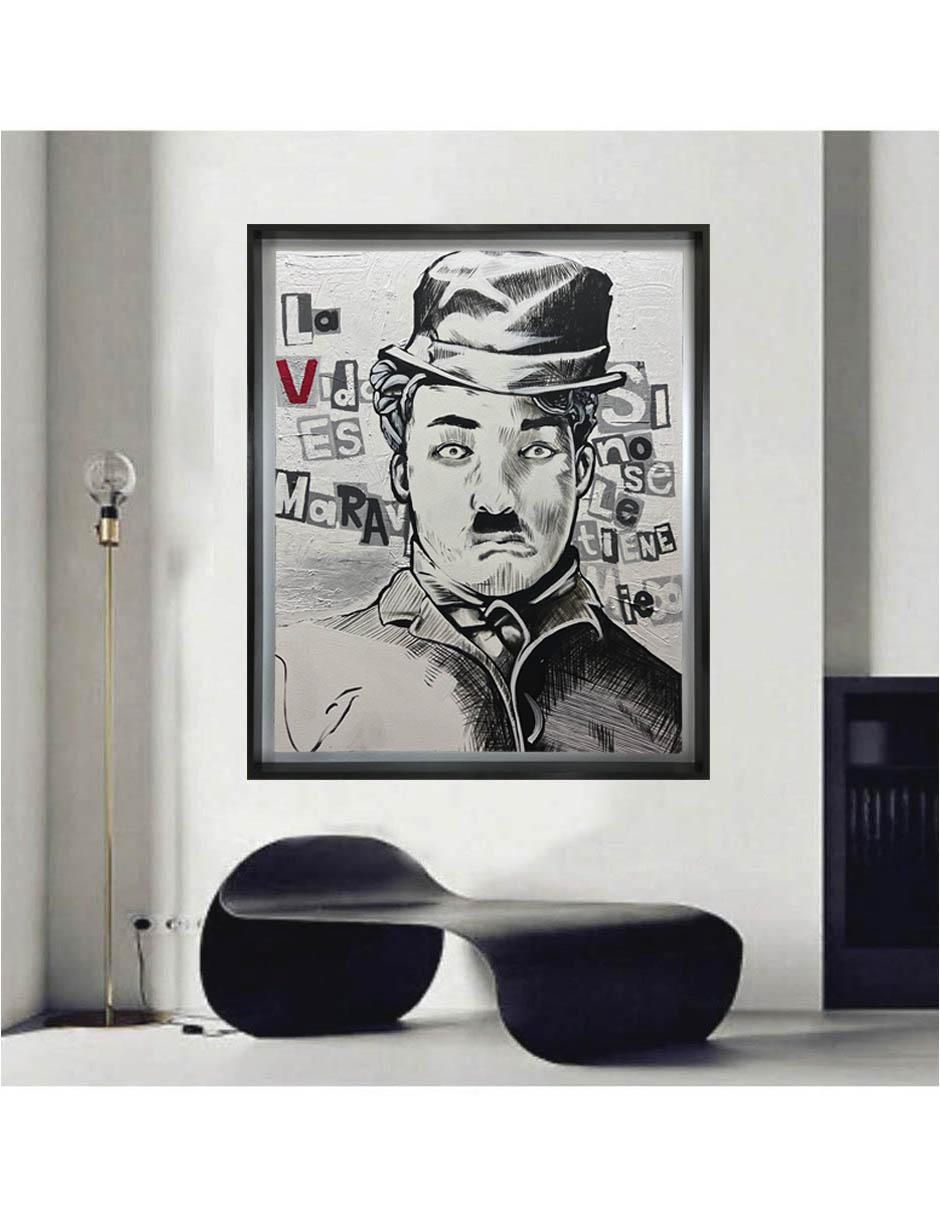 Pintura Charles Chaplin técnica acrílico MilleniArt 2