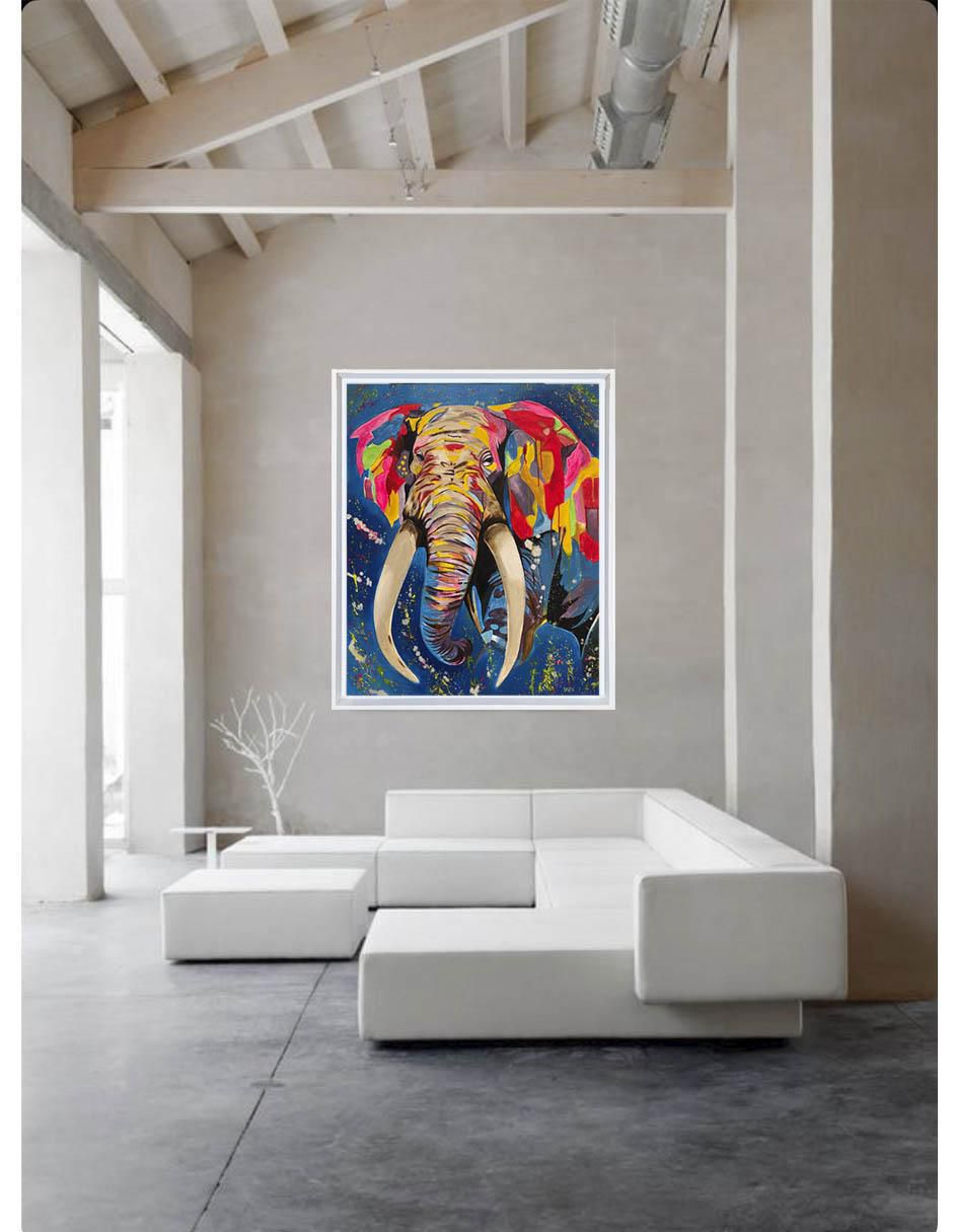 Pintura Dream Elephant ( Hecha Totalmente A Mano) técnica acrílico Animalart 5