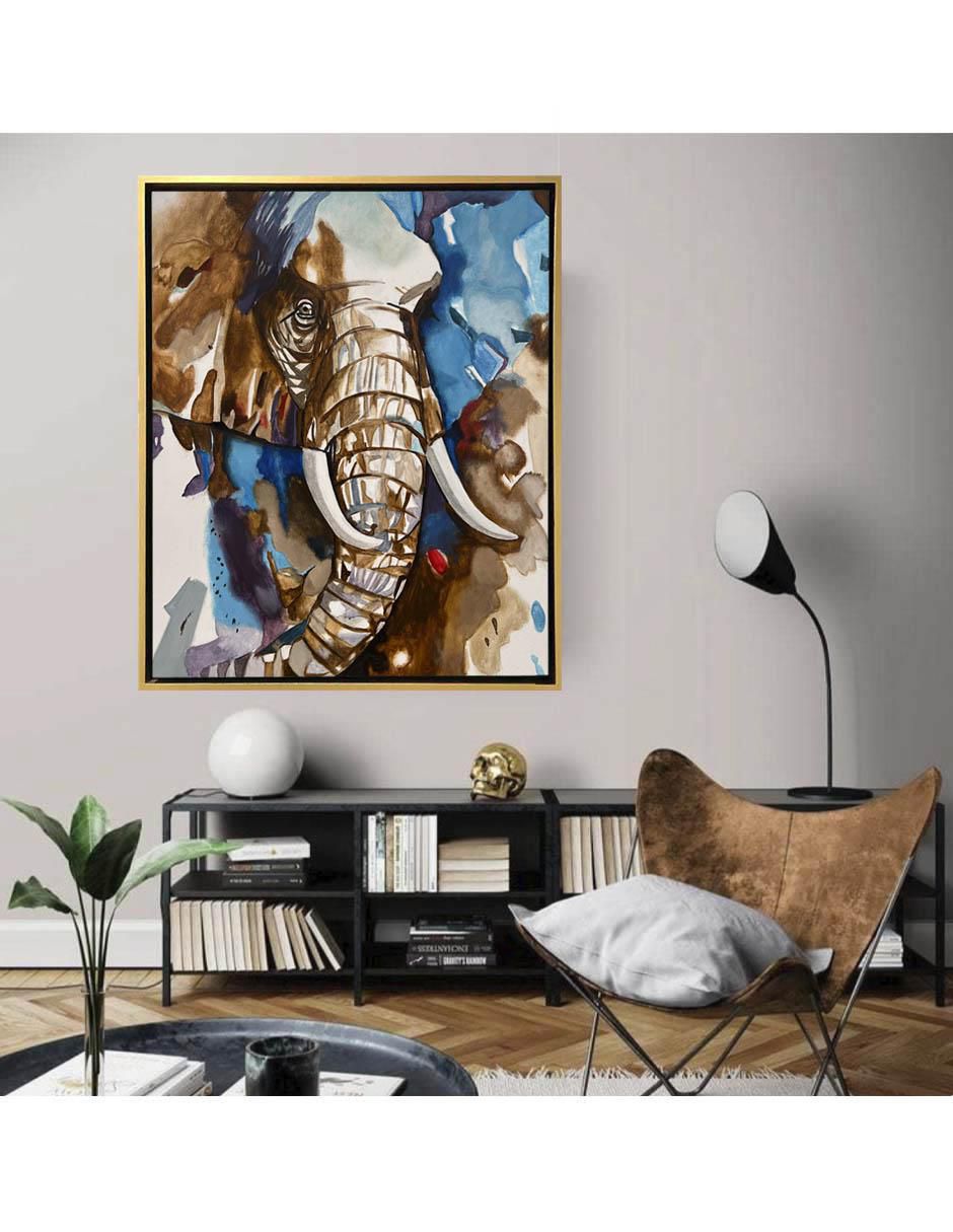 Pintura Wise Elephant ( Hecha Totalmente A Mano) técnica acrílico Animalart 2