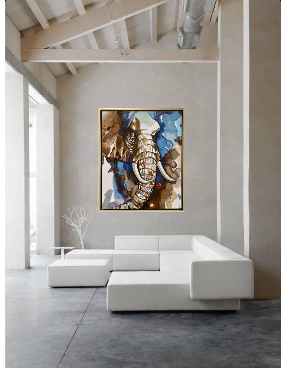 Pintura Wise Elephant ( Hecha Totalmente A Mano) técnica acrílico Animalart 3