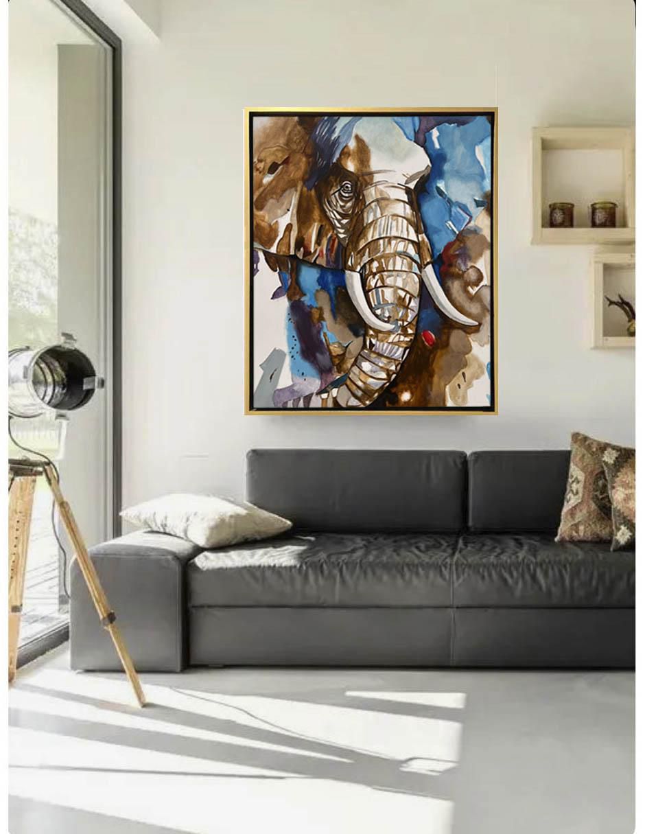 Pintura Wise Elephant ( Hecha Totalmente A Mano) técnica acrílico Animalart 4