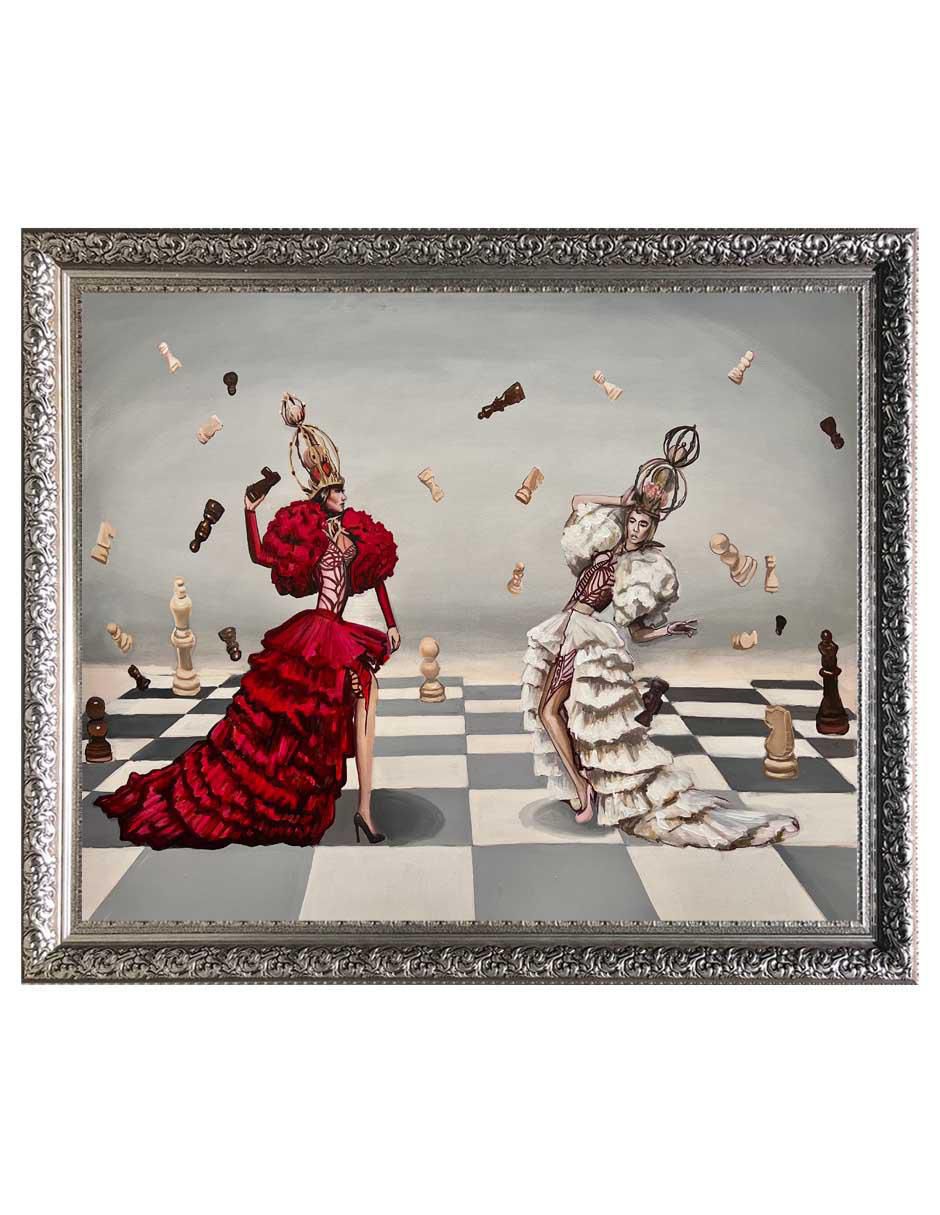 Pintura Pelea De Reinas técnica óleo Surrealismo Pintura Pelea De Reinas técnica óleo Surrealismo