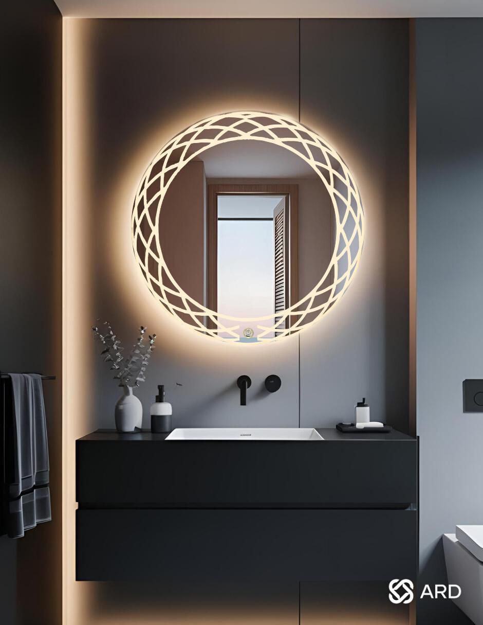 Espejo redondo Ard para baño con luz led Luminous Glass Mirage