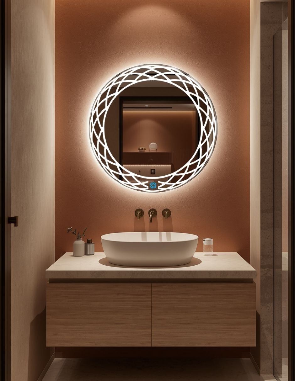 Espejo redondo para baño con luz led luminous glass mirage 9