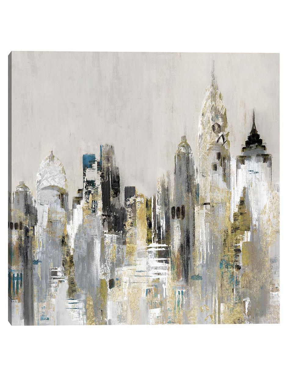 Pintura Paisaje Urbano Dorado técnica mixta Paisaje
