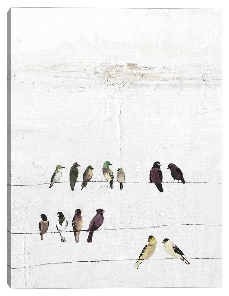 Pintura Pájaros En Un Alambre técnica mixta Animales