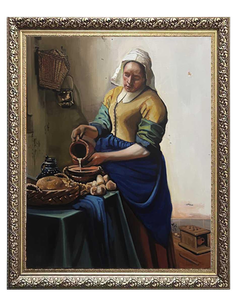 Pintura La Lechera Reproducción De Vermeer técnica óleo Históricas Pintura La Lechera Reproducción De Vermeer técnica óleo Históricas
