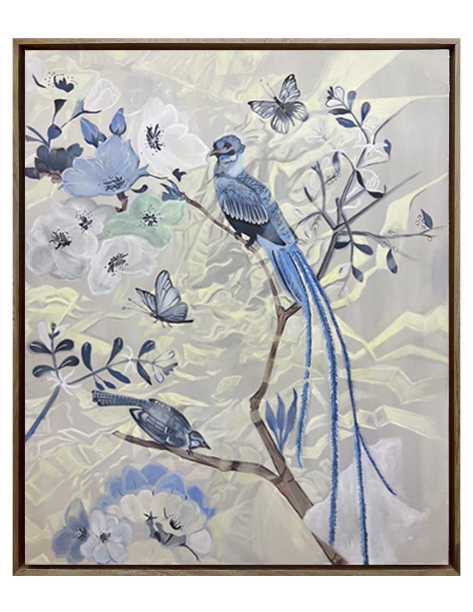 Pintura Flowers & Blue Bird técnica acrílico Animalart Pintura Flowers & Blue Bird técnica acrílico Animalart