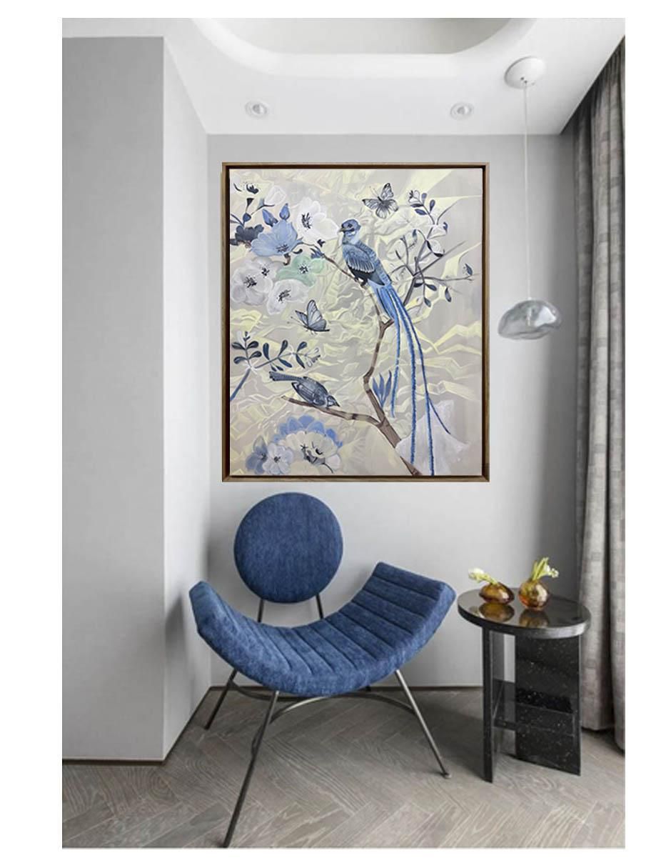 Pintura Flowers & Blue Bird técnica acrílico Animalart 5