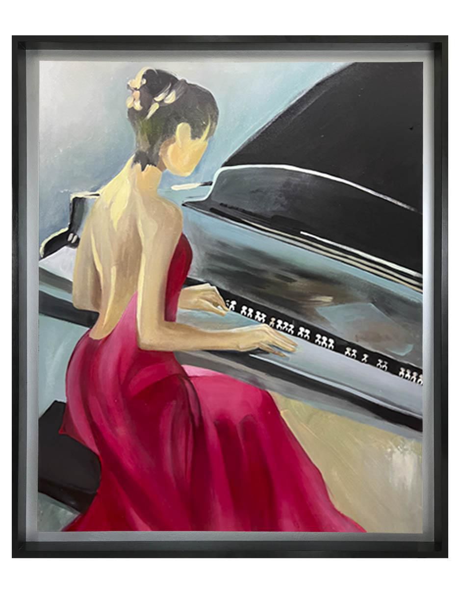 Pintura La Pianista técnica acrílico Musical