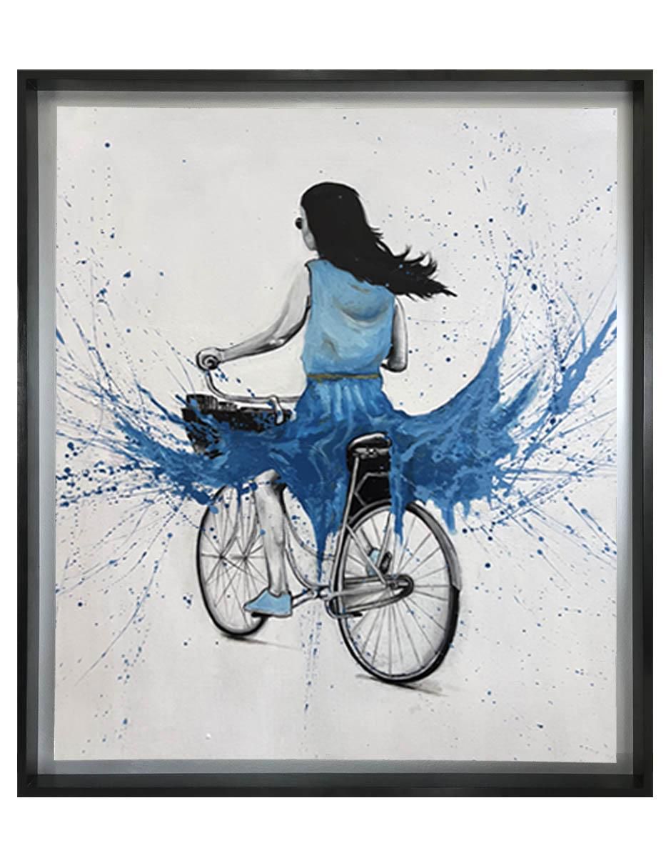 Pintura Paseo Por Chapultepec técnica acrílico Bicicletas