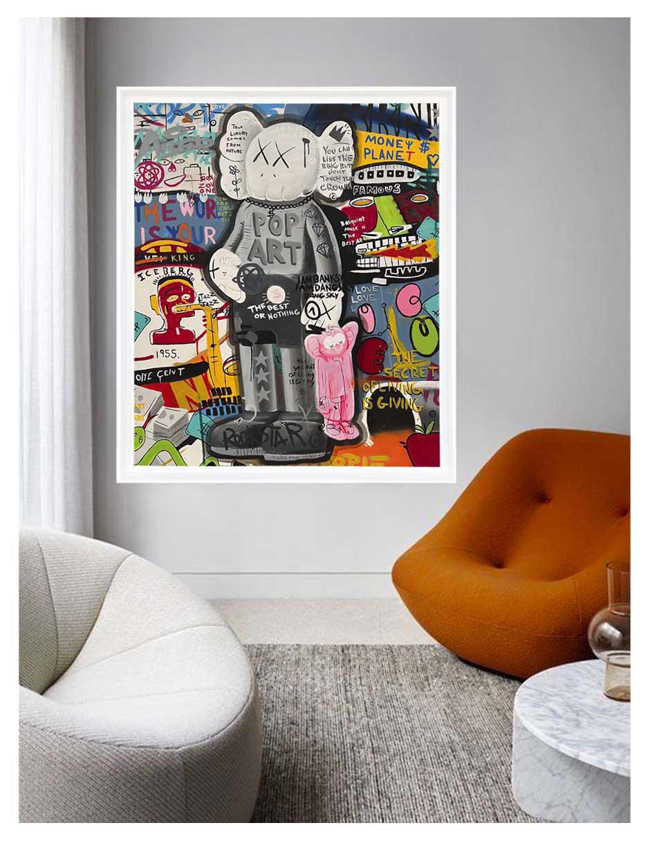 Pintura The Best Or Nothing técnica mixta Kaws Pop 2