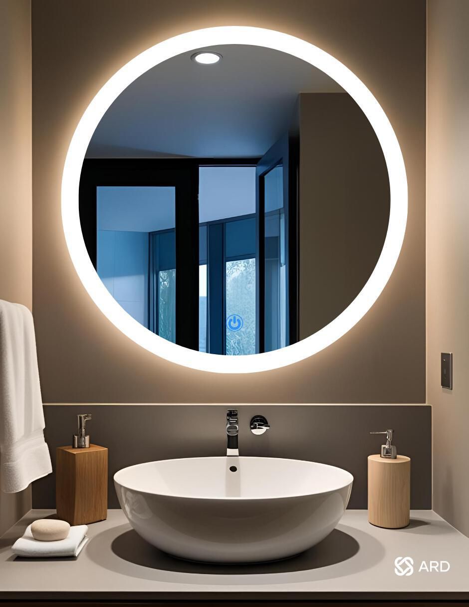 Espejo redondo Ard para baño con luz Led Luminous Glass Halo