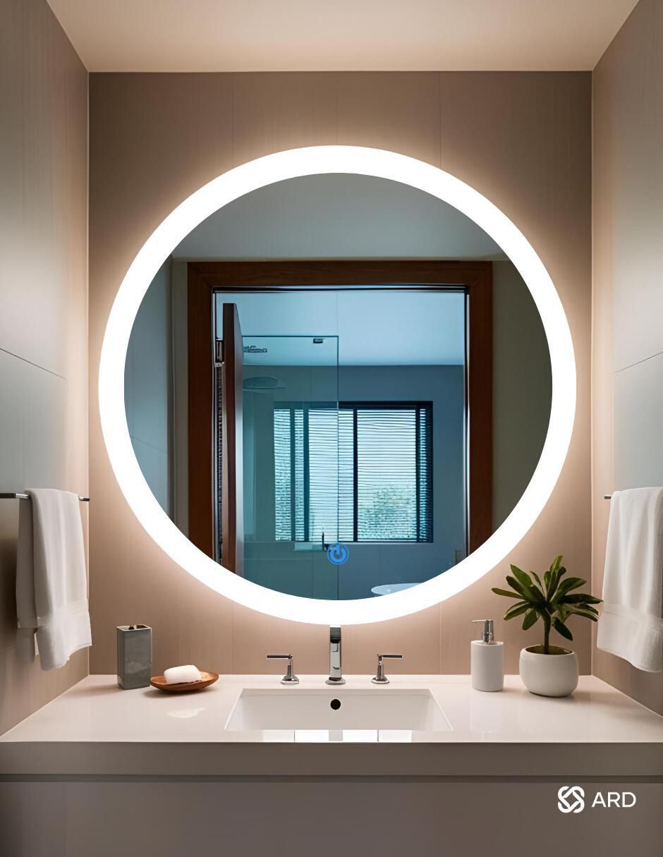 Espejo redondo Ard para baño con luz Led Luminous Glass Halo