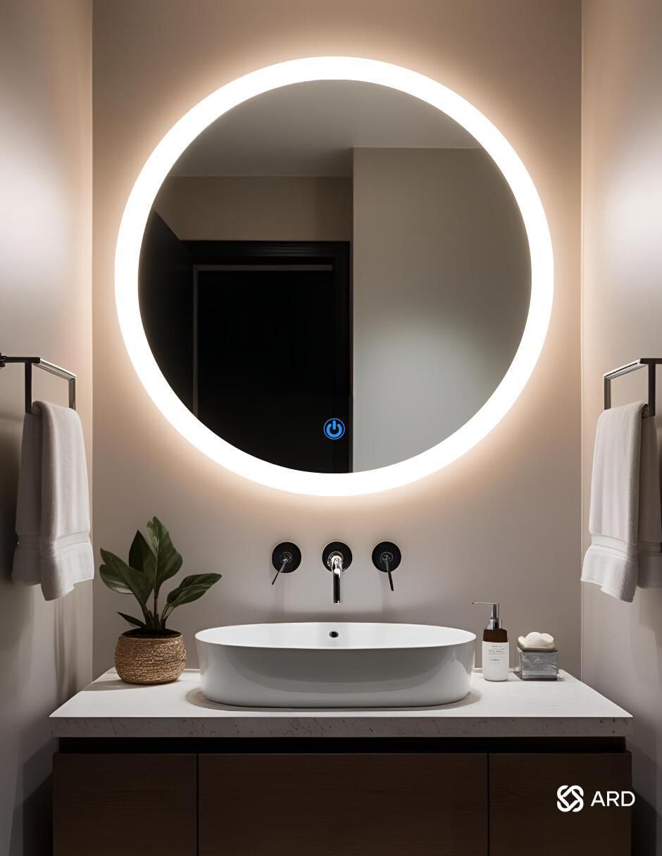 Espejo redondo Ard para baño con luz Led Luminous Glass Halo