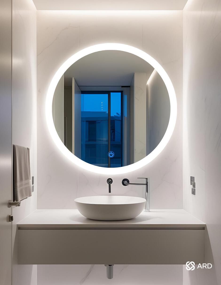 Espejo redondo Ard para baño con luz Led Luminous Glass Halo
