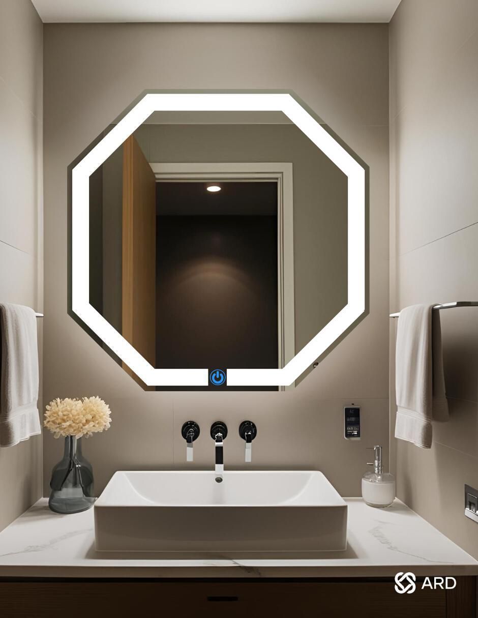 Espejo octagonal para baño con luz led Glanz Octaglow 2