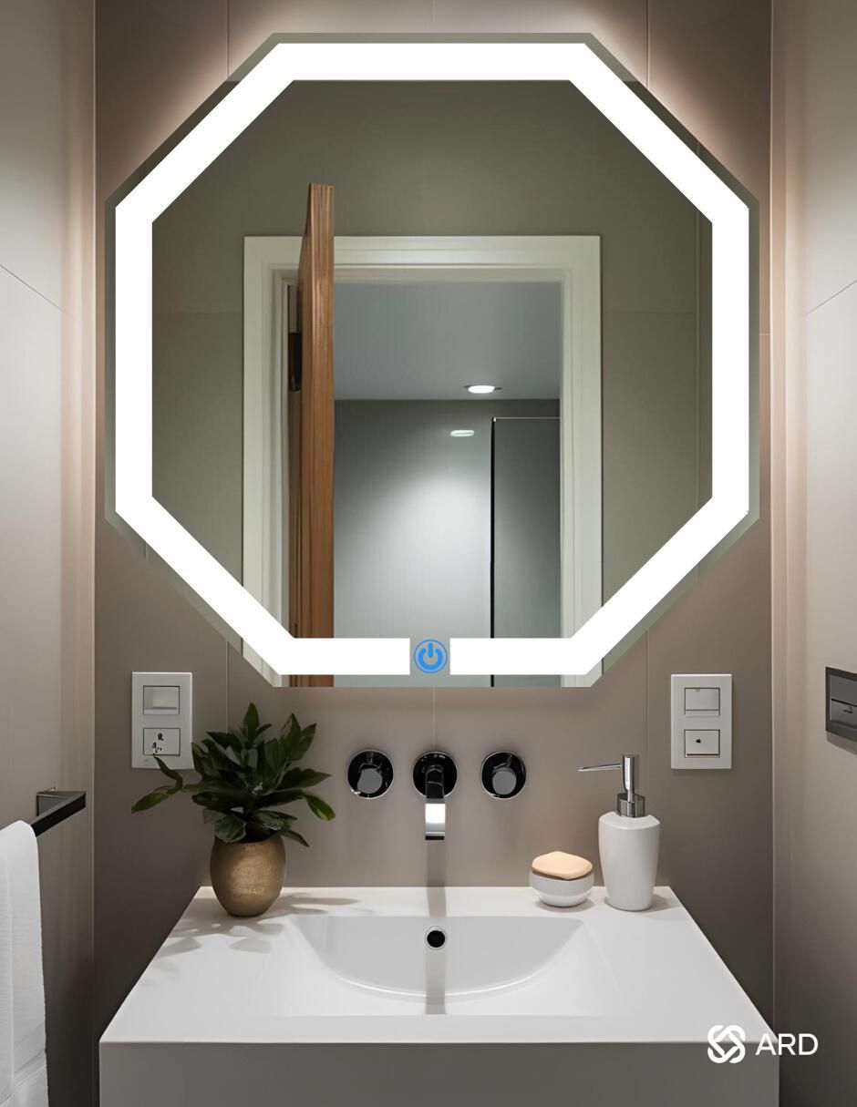 Espejo octagonal para baño con luz led Glanz Octaglow 3
