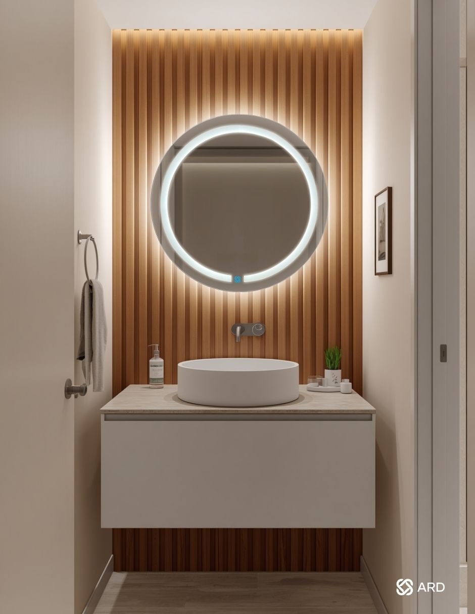 Espejo redondo para baño con luz LED Glanz HaloGlow 5