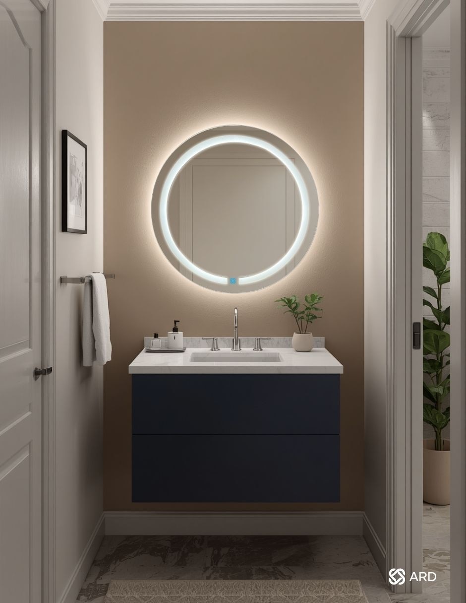 Espejo redondo para baño con luz LED Glanz HaloGlow