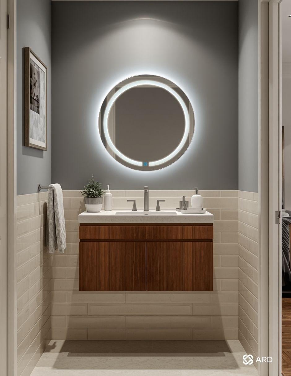 Espejo redondo para baño con luz LED Glanz HaloGlow 8