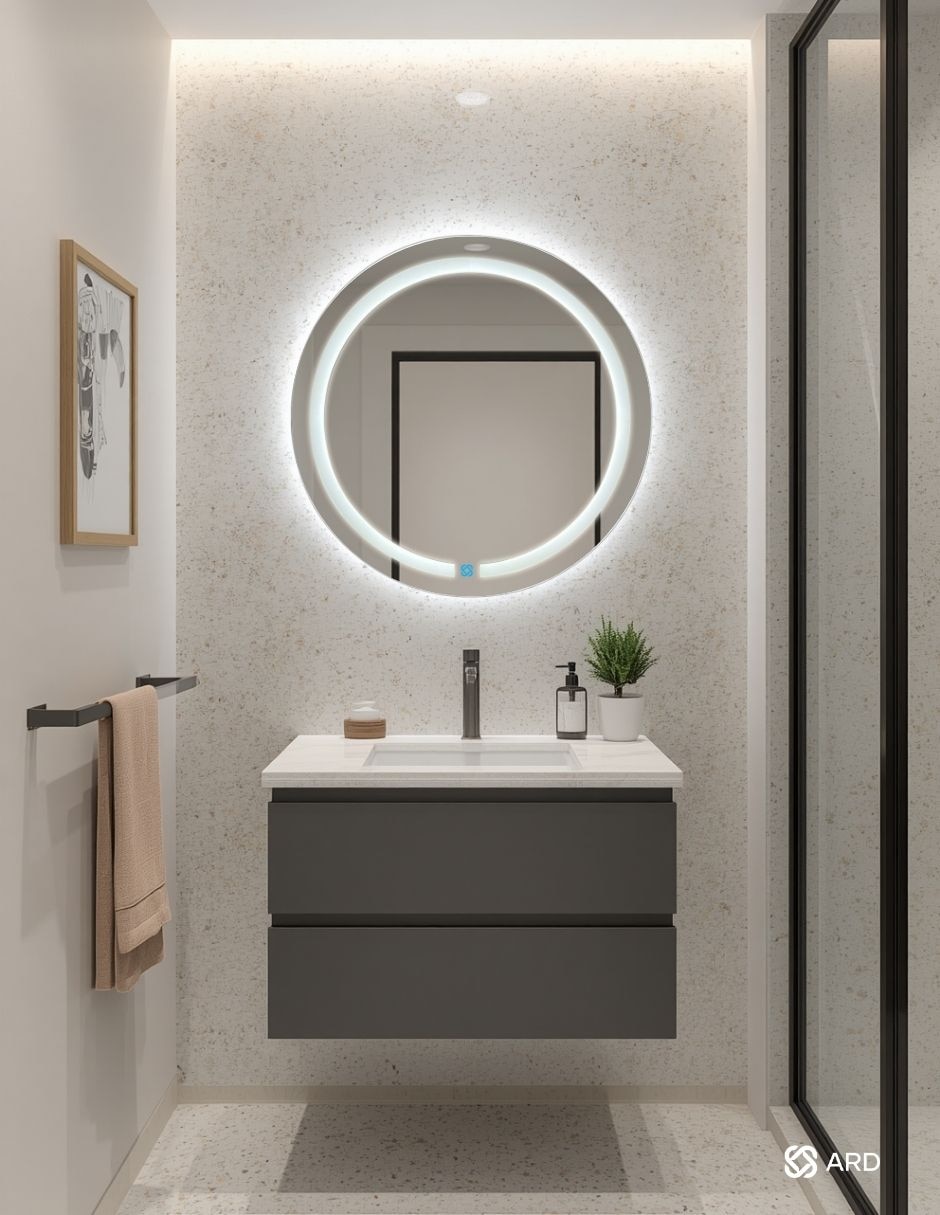 Espejo redondo para baño con luz LED Glanz HaloGlow Espejo redondo para baño con luz LED Glanz HaloGlow