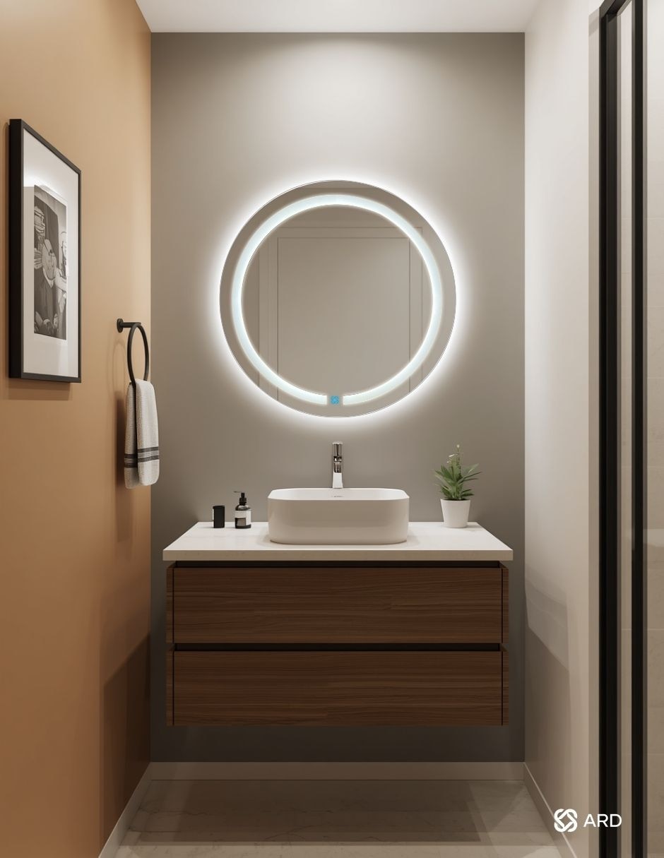 Espejo redondo para baño con luz LED Glanz HaloGlow 6