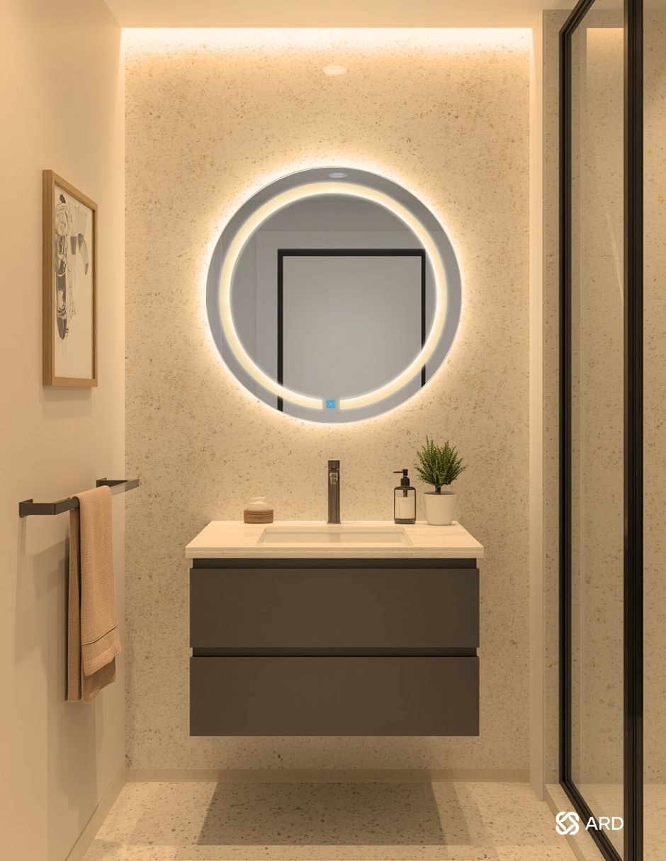 Espejo redondo para baño con luz LED Glanz HaloGlow 7