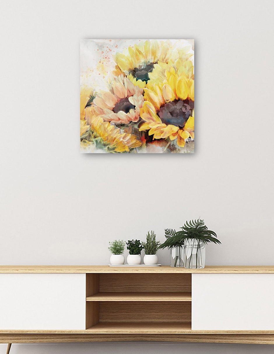 Cuadro decorativo Panel de girasoles técnica mixta Cuadros Jr Floral