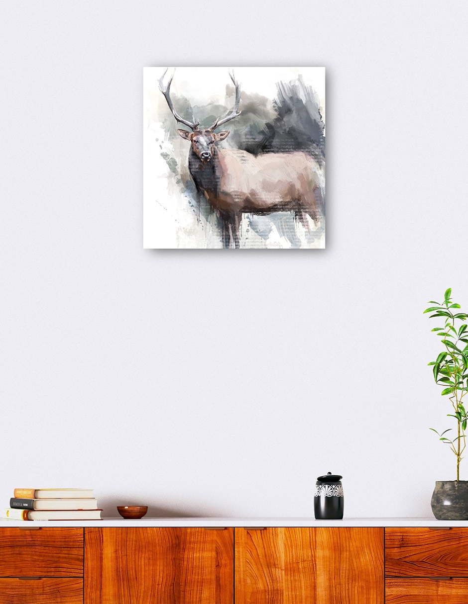 Cuadro decorativo Retrato De Alce técnica mixta Vida Silvestre 2