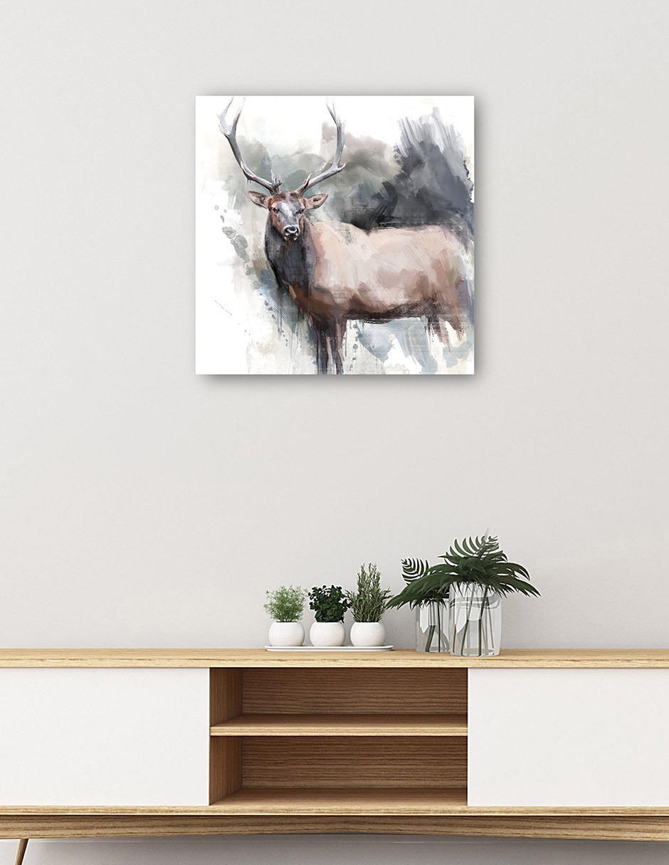 Cuadro decorativo Retrato De Alce técnica mixta Vida Silvestre 3