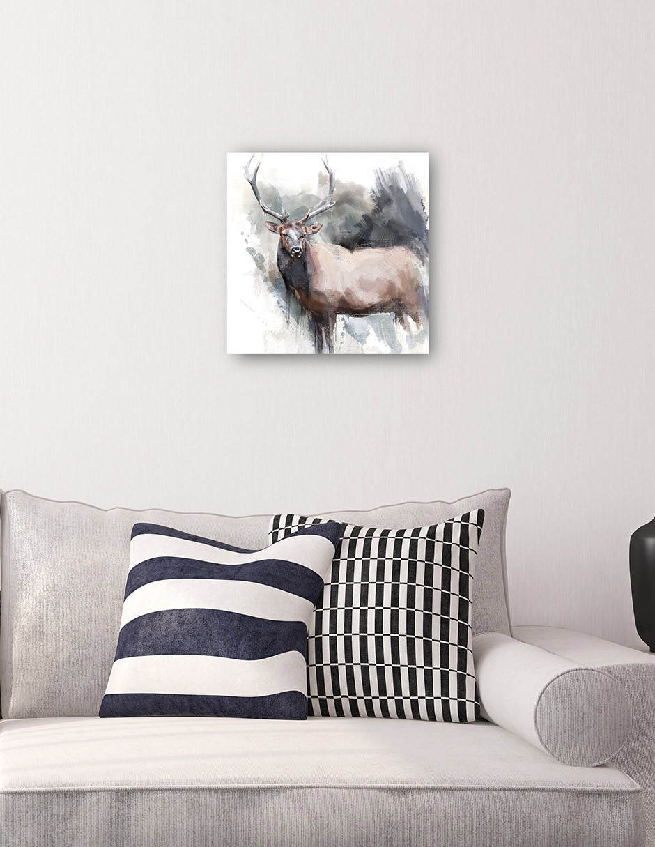 Cuadro decorativo Retrato De Alce técnica mixta Vida Silvestre 4