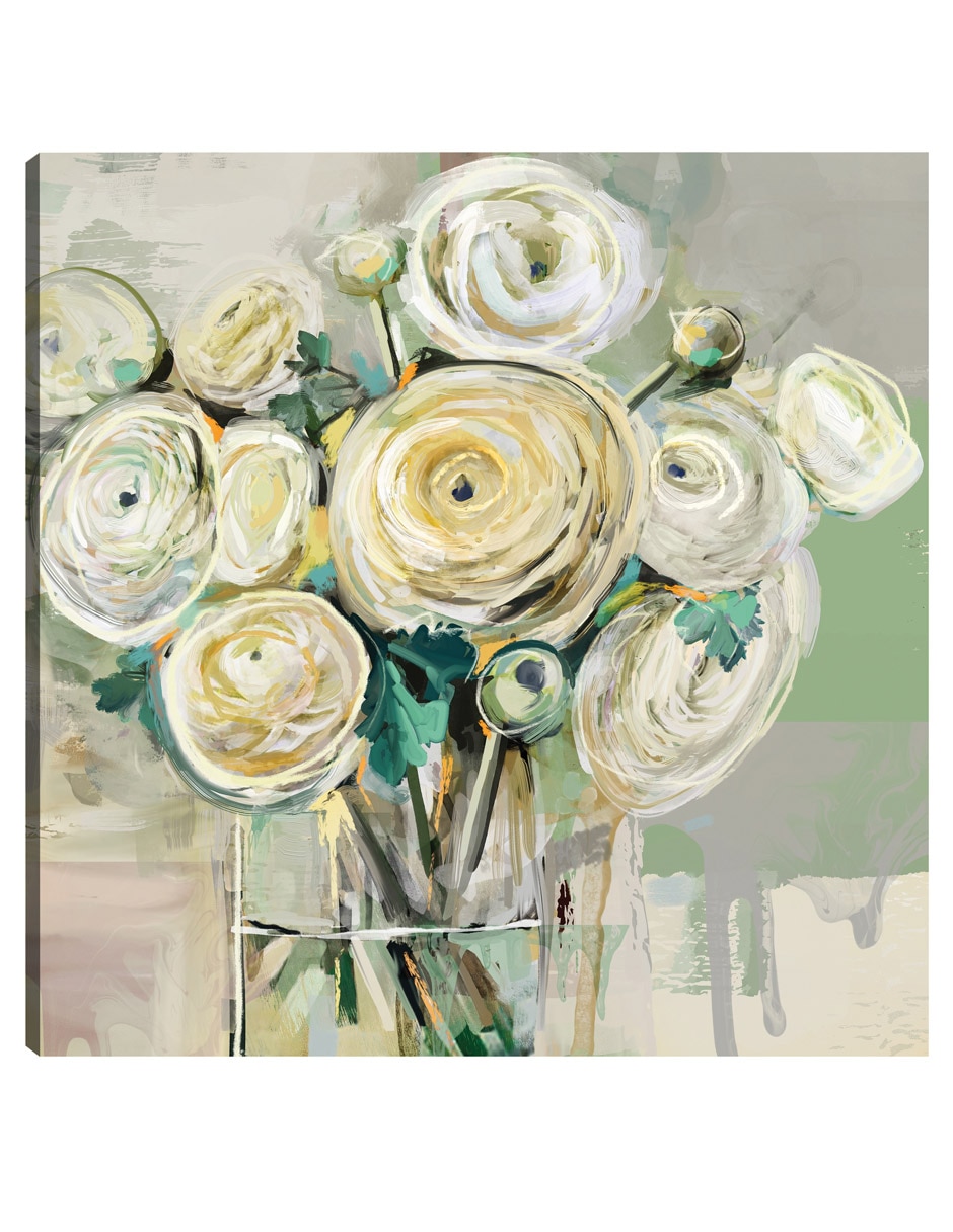 Cuadro decorativo Recolectando Ranúnculos técnica mixta Arreglo Floral