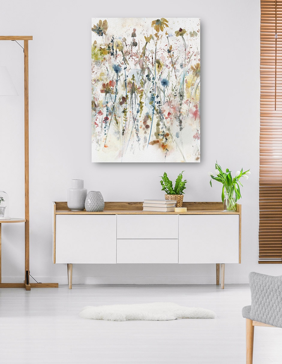 Cuadro decorativo Flores Silvestres En Acuarela Ii - Lienzo 77X102Cm técnica mixta Naturaleza 4