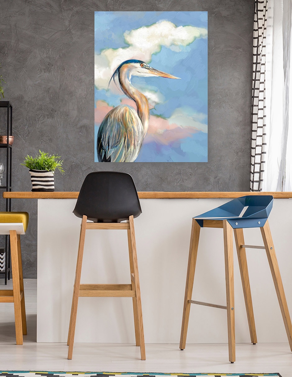 Cuadro decorativo Retrato De Garza técnica mixta Aves Silvestres 5