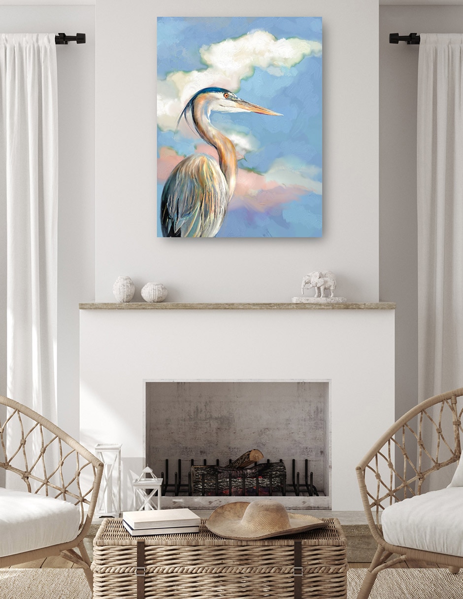 Cuadro decorativo Retrato De Garza técnica mixta Aves Silvestres 6