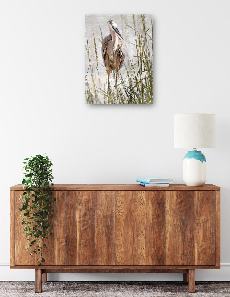 Cuadro decorativo Retrato De Garza Azul técnica mixta Aves Silvestres 8