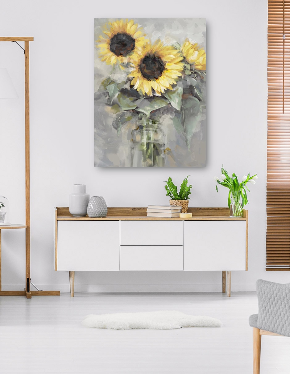 Cuadro decorativo Retrato De Girasol técnica mixta Girasoles 4