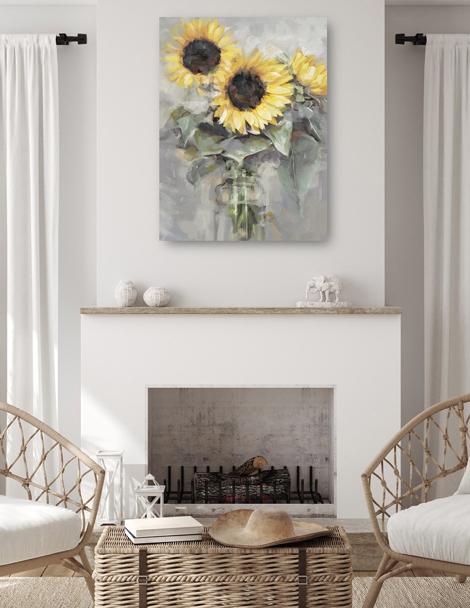 Cuadro decorativo Retrato De Girasol técnica mixta Girasoles 6