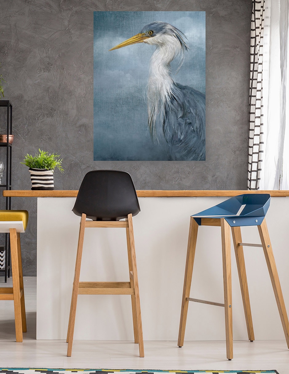 Cuadro decorativo Retrato Costero En Azul técnica mixta Aves Silvestres 5